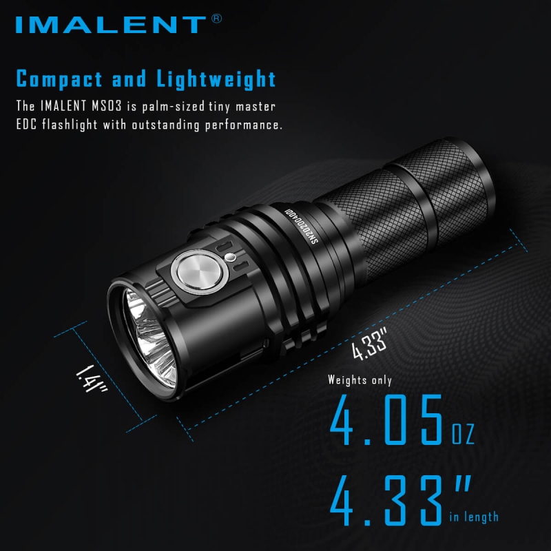 Lampe Torche IMALENT MS03 13000 Lumens - LED Rechargeable, étanche IPX8, Tactique